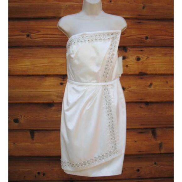 NWT White Ivory Beaded Strapless Dress - Picture 2 of 9